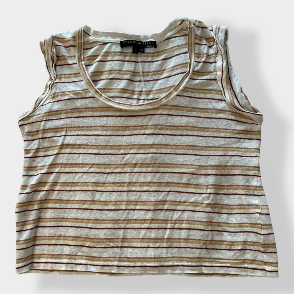 Veronica Beard Jeans‎ Arion Striped Linen Muscle Tee Size S